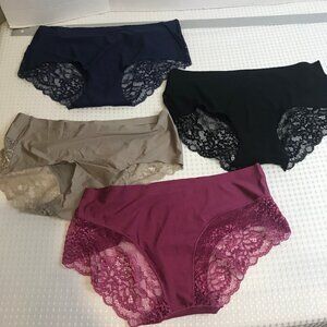 WOMENS LACED PANTIES MIDRISE KNIT FABRIC BREATHABLE SIZE L 8/10 NEW
